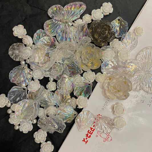 DIY supplies Floral Rose Petal Mixed Decoden Resin Charms DIY flat-back handcraft cabochons charms Kawaii Jewellery Making Supplies Craft