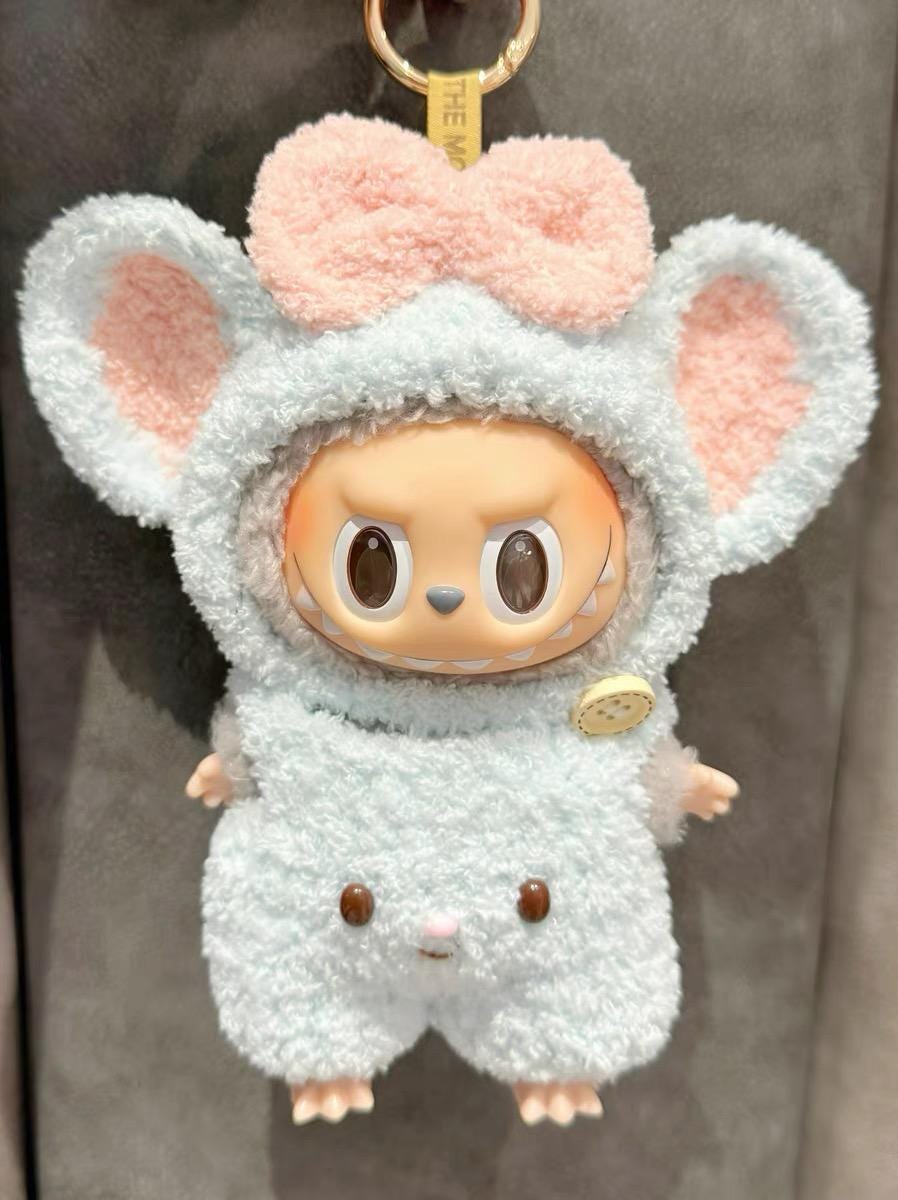 Handmade Crochet ‘Sanrio My Melody & Flat' Outfit for Macaron Labubu |Crochet Macaron Labubu Clothes Bag Charm|Kawaii Gift For Labubu Lovers