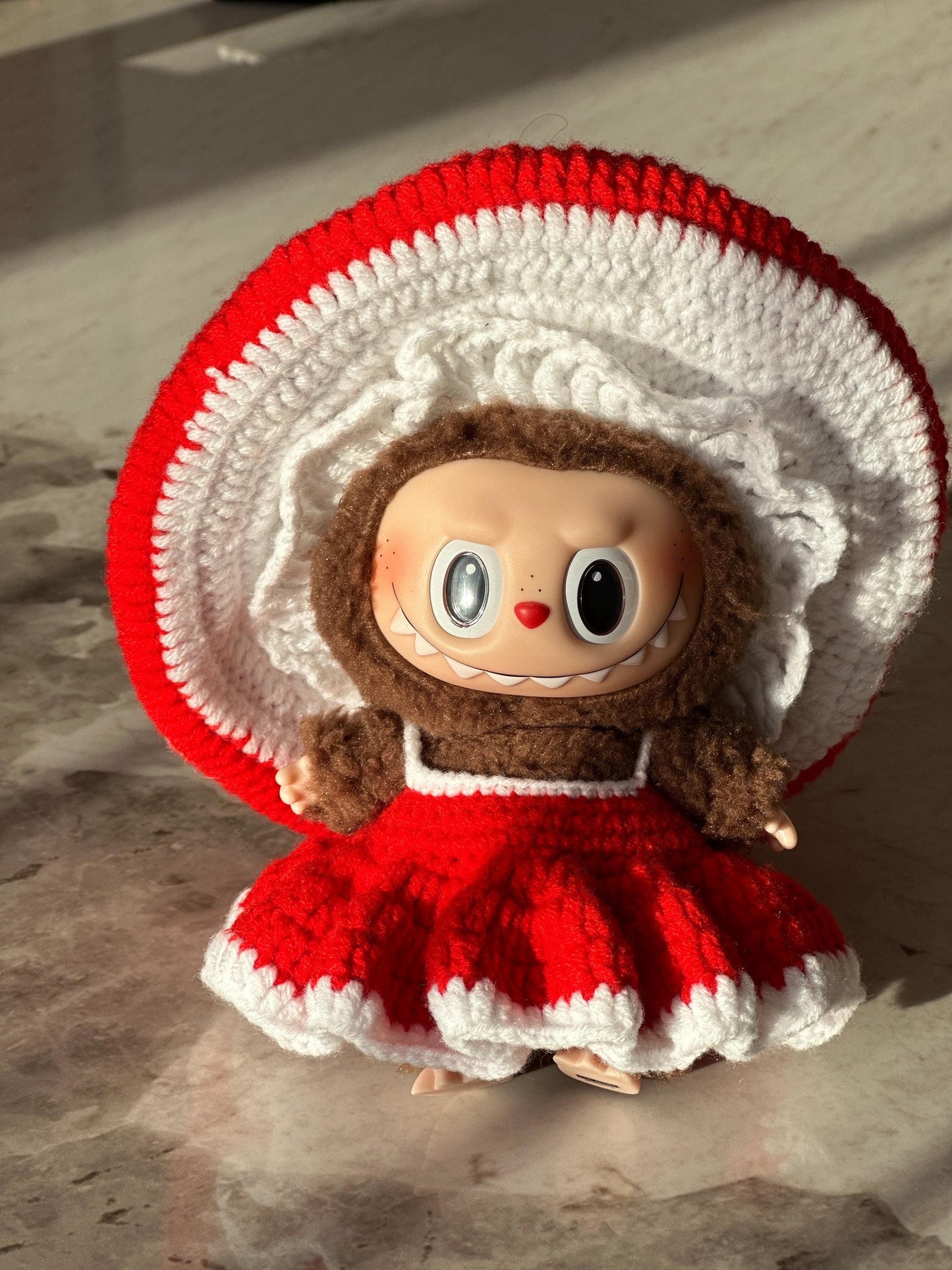 Handmade Crochet Labubu Macaron Clothes Mushroom Mario Outfit Cute Crochet Doll Outfit Clothing High Quality Labubu Outfit Gift For Her