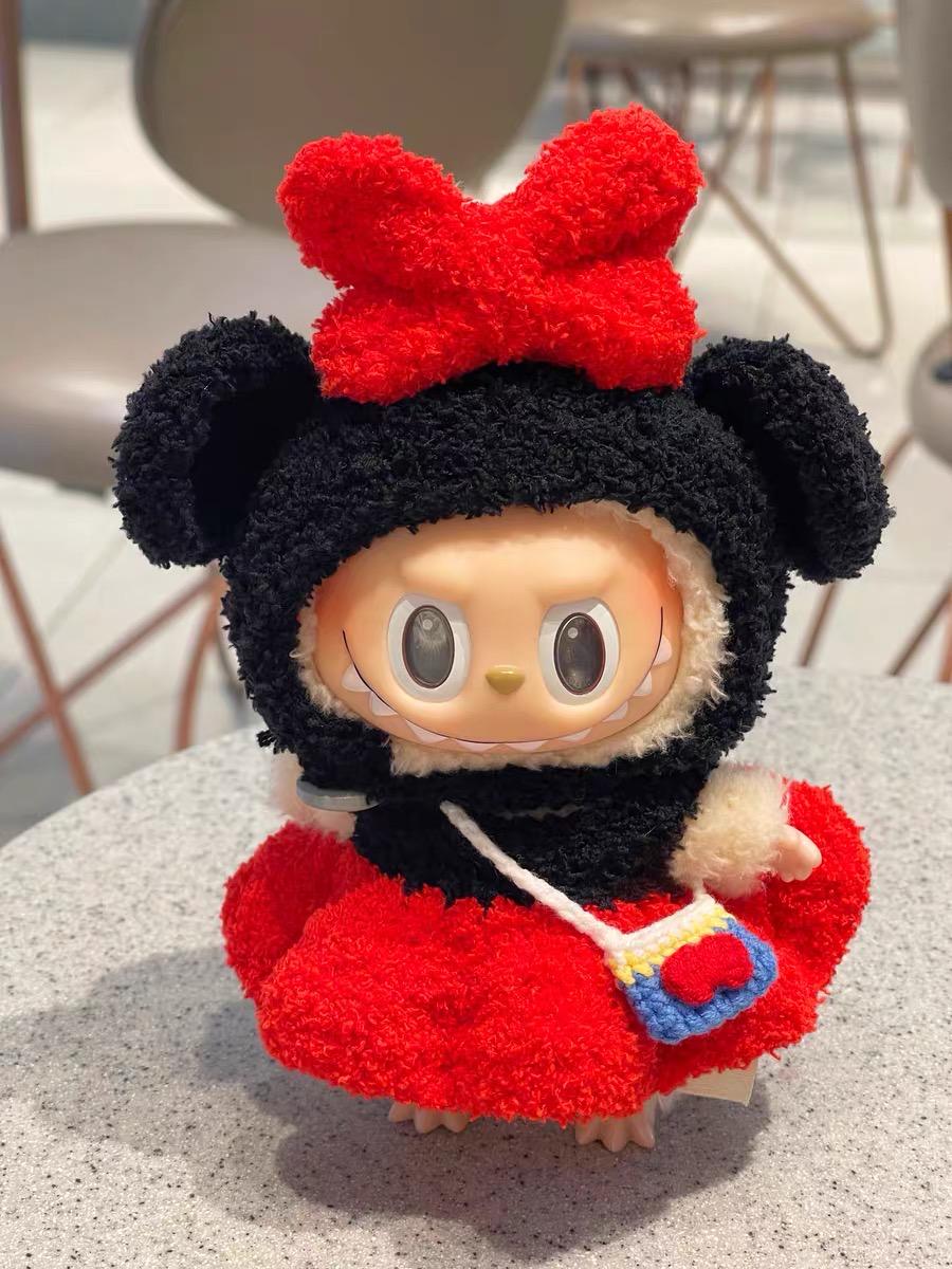 Handmade Crochet Mickey and Minnie Outfit for Macaron Labubu | Crochet Macaron Labubu Clothes | Kawaii Gift For Labubu Lovers