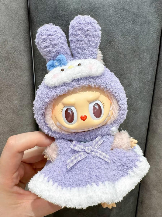 Handmade Crochet ‘Sanrio My Melody & Flat' Outfit for Macaron Labubu |Crochet Macaron Labubu Clothes Bag Charm|Kawaii Gift For Labubu Lovers