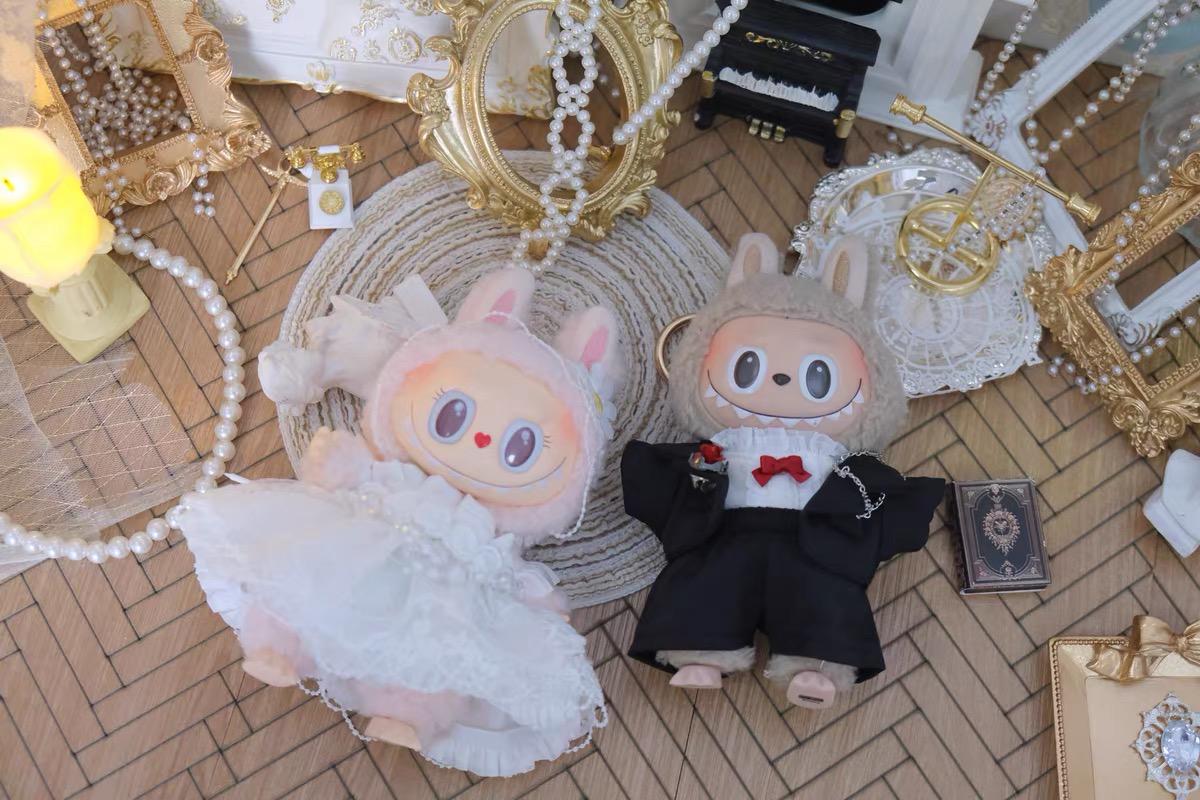 Handmade Wedding Bride Dress for Labubu Dolls | Beautiful Wedding Gift | Wedding Decoration | Bride & Groom Couple Set Wedding Gift