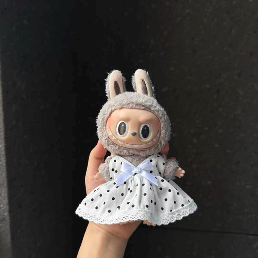 Handmade Labubu Night Party Gown Dress| Red & Black Polka Dot Gown| Cute Doll Clothes for Collectors| Unique Doll Outfit|Labubu Clothes Gift