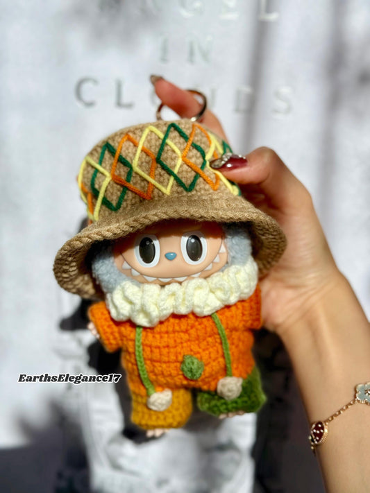 Handmade Crochet Labubu Duke Outfit – Royal Doll Clothes with Hat, Collar & Bodysuit | Cute Labubu Accessories for Collectors|Labubu Clothes