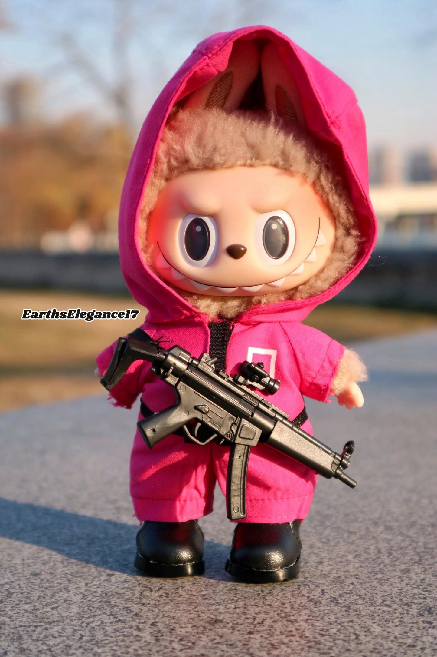 Handmade Labubu Pink Guard and Contestant Cosplay Costumes – Inspired by Popular Korean Drama| Labubu Keychain Clothes| Gift For Her| Doll