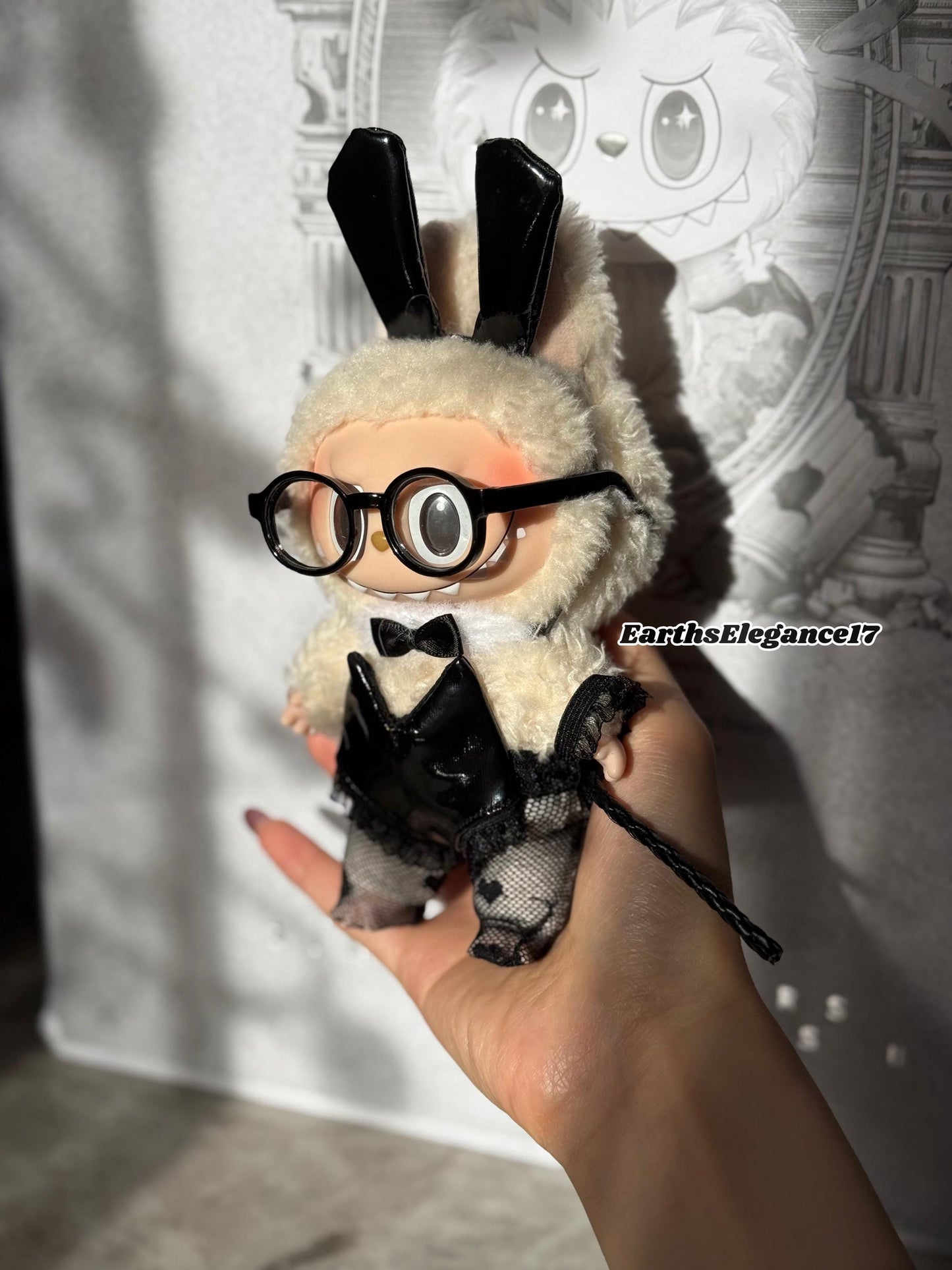 Handmade Labubu Bunny-Themed Doll Costume Set - Sexy Bunny Girl Style - 6 Pcs: Headband, Bodysuit, Stockings, Choker- Fits Labubu Dolls