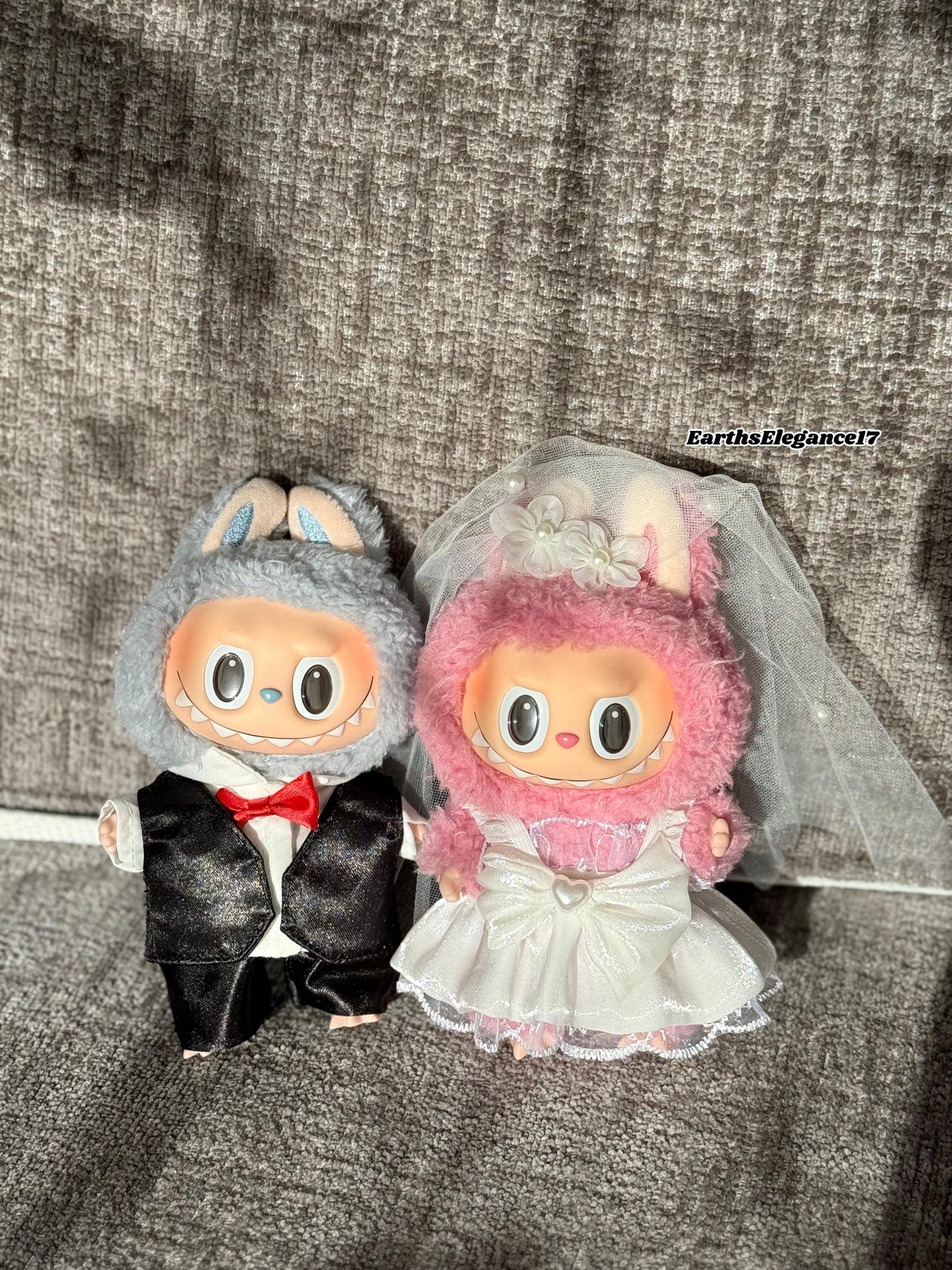 Handmade Labubu Wedding Clothes Set | Bride & Groom Labubu Outfits | 17cm Doll Clothes | Labubu Clothes | Macaron Labubu Wedding Dress Gifts