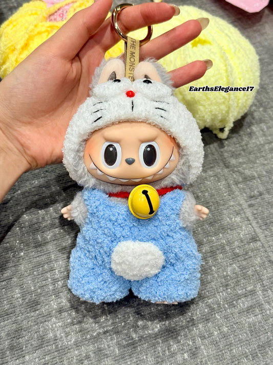 Handmade Crochet Doraemon Outfit for Macaron Labubu|Crochet Macaron Labubu Clothes Bag Charm|Kawaii Gift For Labubu Lovers|17cm Doll Clothes
