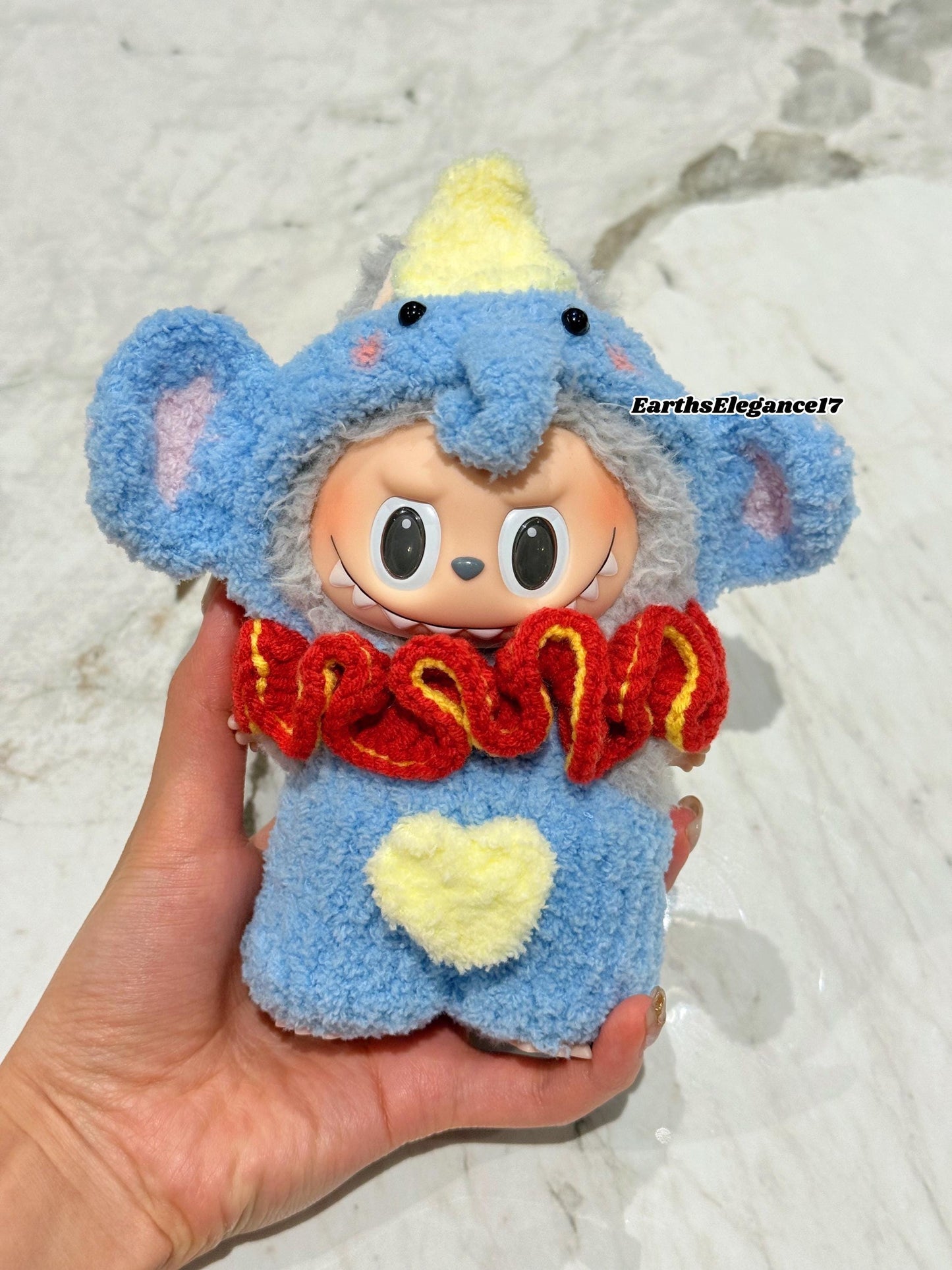 Handmade Crochet 'Dumbo' Outfit for Macaron Labubu | Crochet Macaron Labubu Clothes Bag Charm | Kawaii Gift For Labubu Lovers