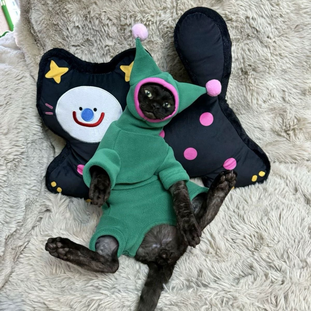 🛸 Alien Cat Costume Hoodie | Fleece Pet Outfit for Cats & Small Dogs