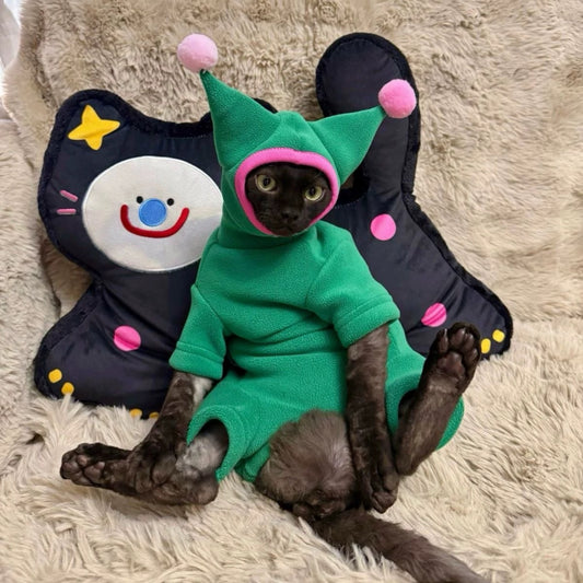 🛸 Alien Cat Costume Hoodie | Fleece Pet Outfit for Cats & Small Dogs