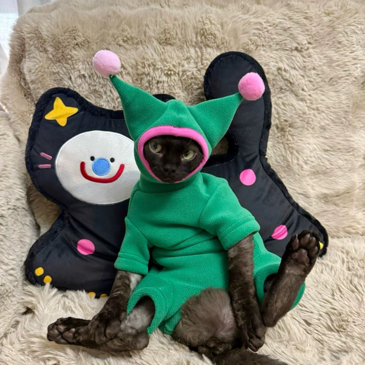 🛸 Alien Cat Costume Hoodie | Fleece Pet Outfit for Cats & Small Dogs