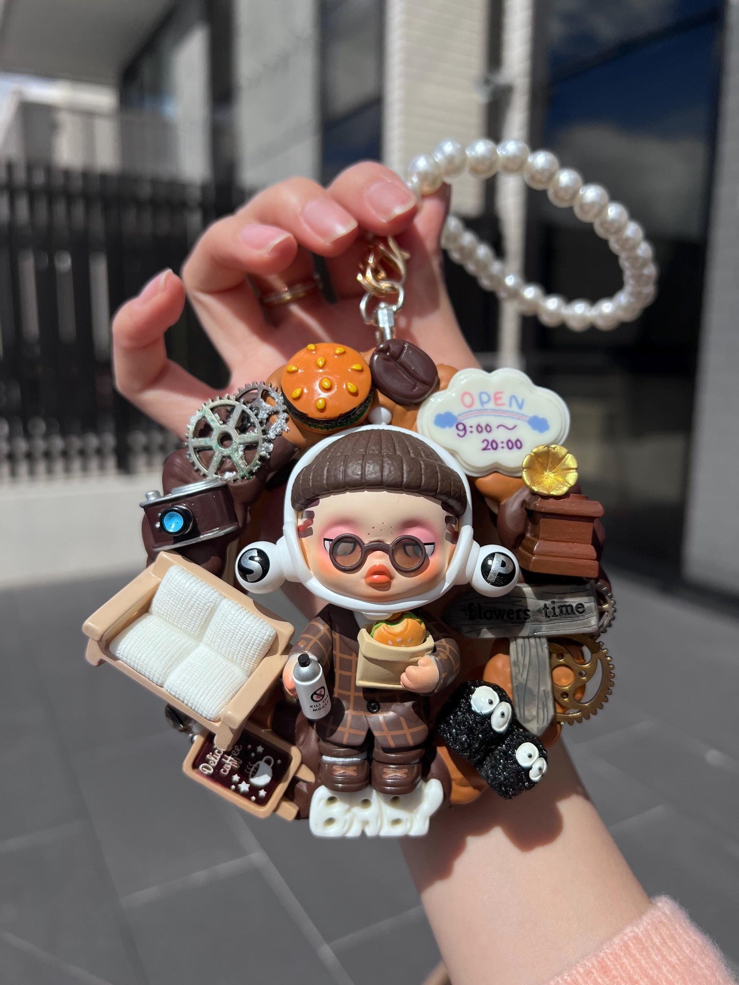 Skullpanda Action Cut! Gluttonous Security Foodie Cute Hanging Decoration Gift For Him| Kawaii Car Interior Decoration| Home Decoration Idea