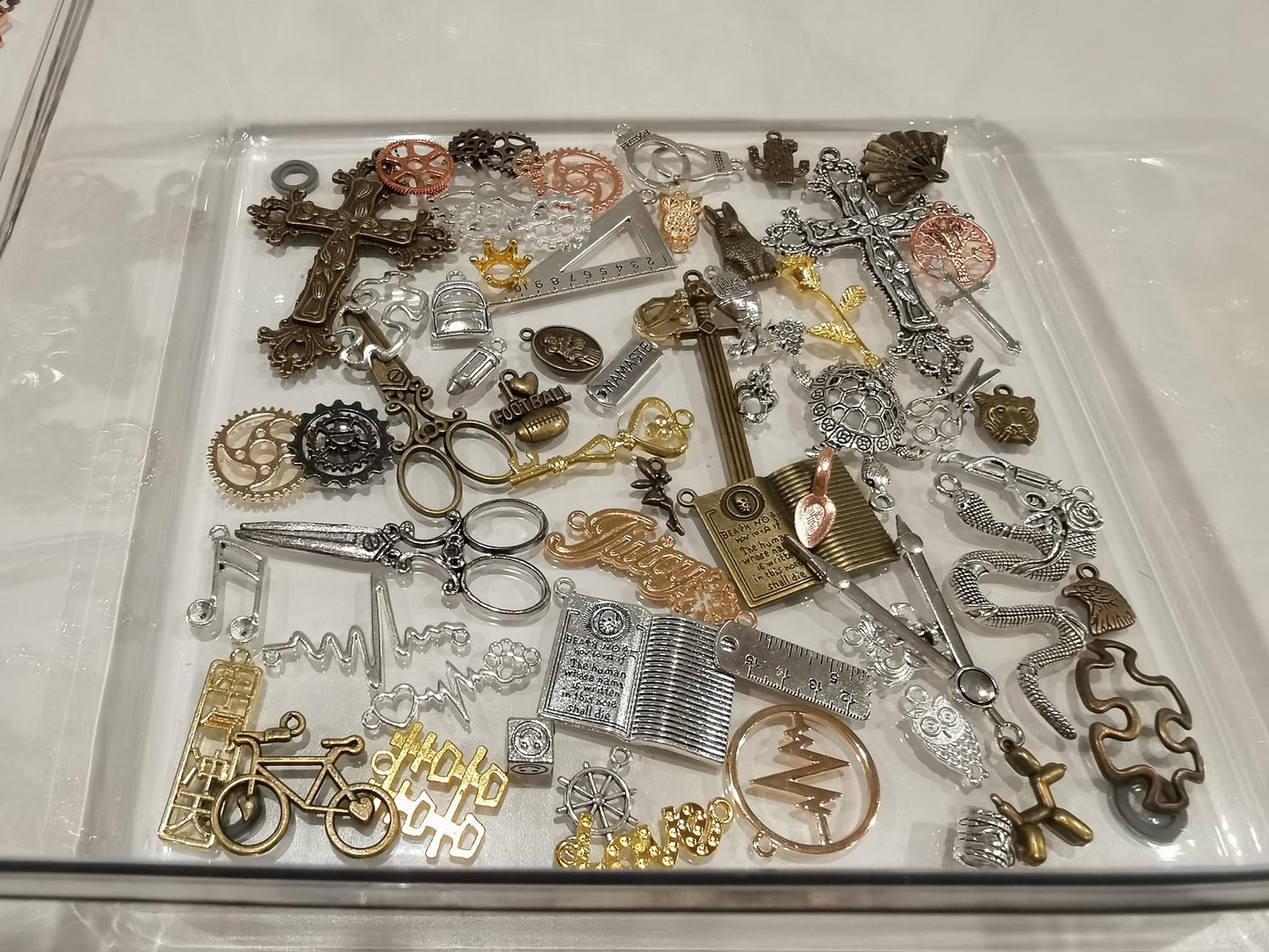 BULK 1 Cup of Mixed DIY Jewelry Making Silver Bronze Tibetan Metal Pendants| Grag Bag of Random Metal Charms Wholesale DIY Supplies Random