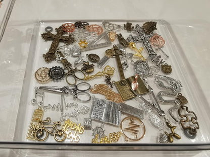 BULK 1 Cup of Mixed DIY Jewelry Making Silver Bronze Tibetan Metal Pendants| Grag Bag of Random Metal Charms Wholesale DIY Supplies Random