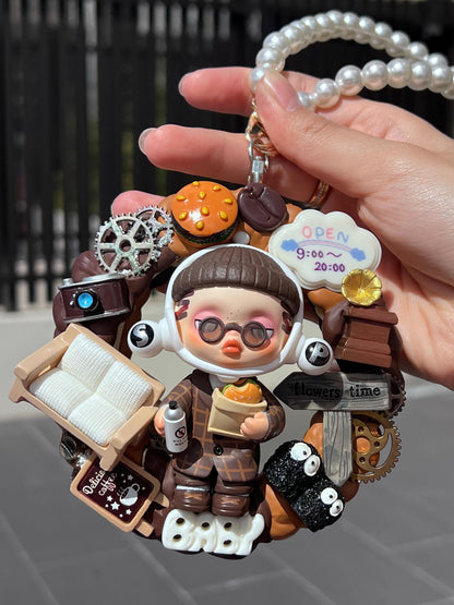 Skullpanda Action Cut! Gluttonous Security Foodie Cute Hanging Decoration Gift For Him| Kawaii Car Interior Decoration| Home Decoration Idea