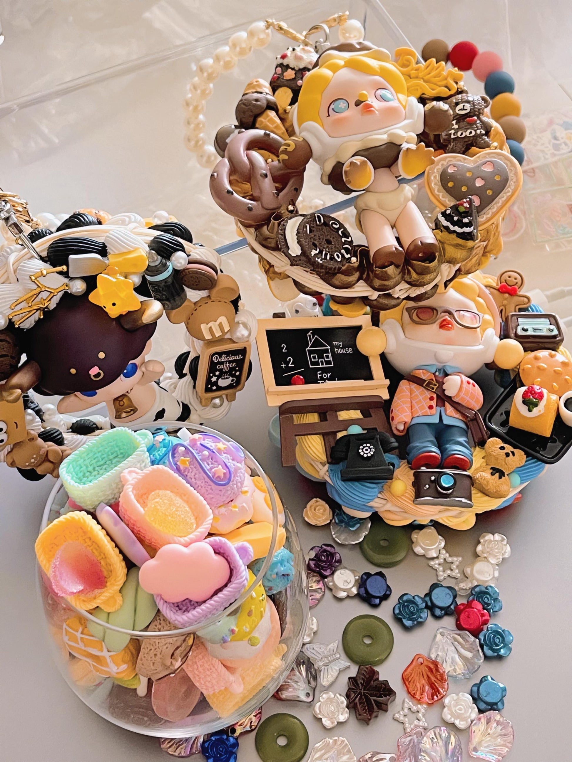 BULK Kawaii Food-Themed Resin Cabochons - DIY Supply Slime Charms for Decoden Phone Cases| Ice Cream, Donuts, Marshmallows| Cafe