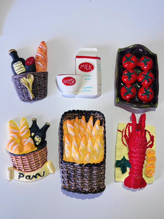 BULK DIY Food Miniature| Refrigerator Magnet Fake Miniature 1:12 th Doll House Accessories|Bread Baguette Tomato Milk Mixture Decoden Kit