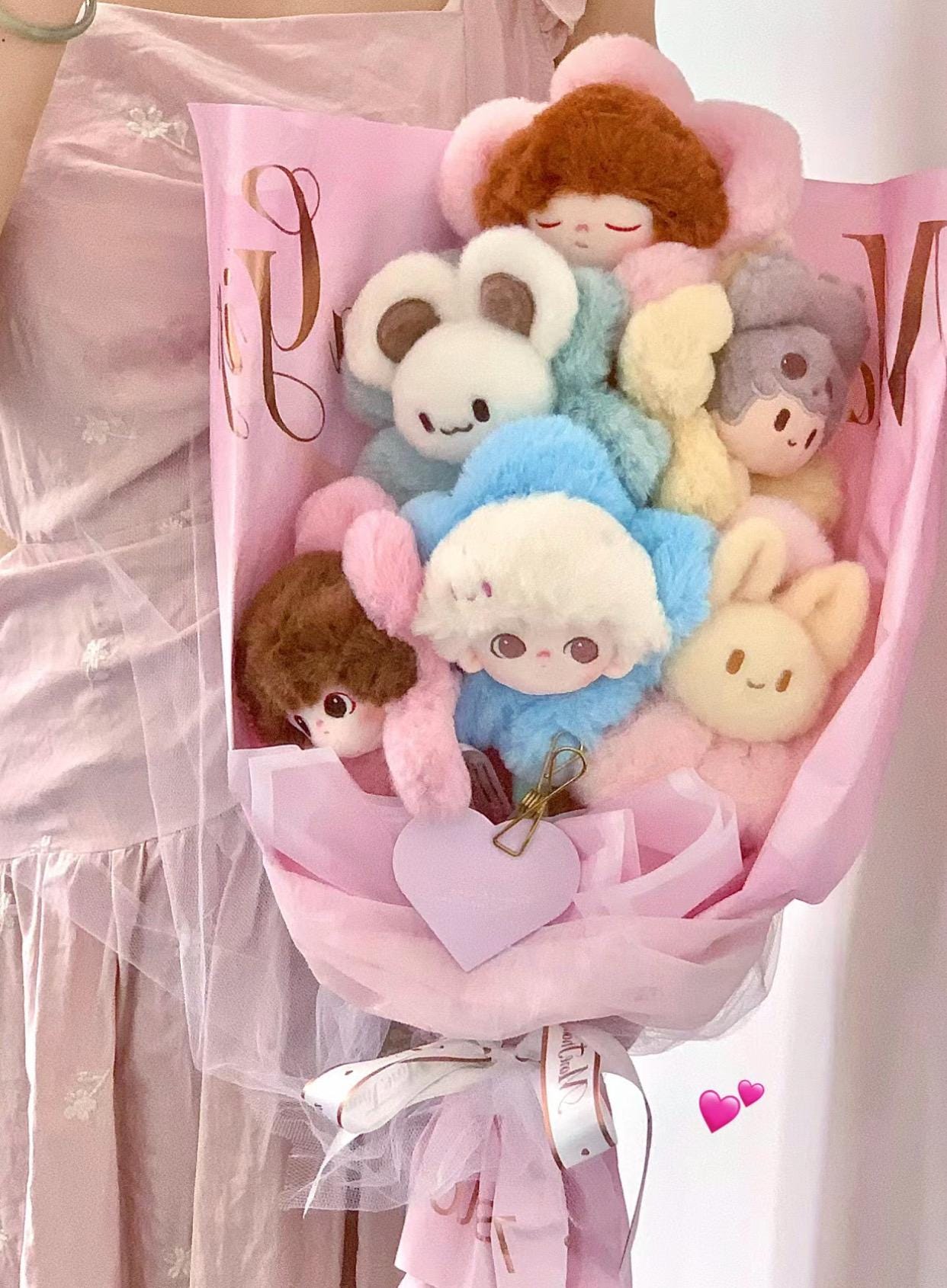 DIMOO More Than a Gift Bouquet Box Plush Flower Gifts Light Pink Leather Box Valentine’s Day Bouquet| Graduation Bouquet Gift|Dating Bouquet