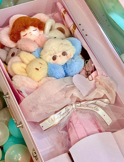 DIMOO More Than a Gift Bouquet Box Plush Flower Gifts Light Pink Leather Box Valentine’s Day Bouquet| Graduation Bouquet Gift|Dating Bouquet