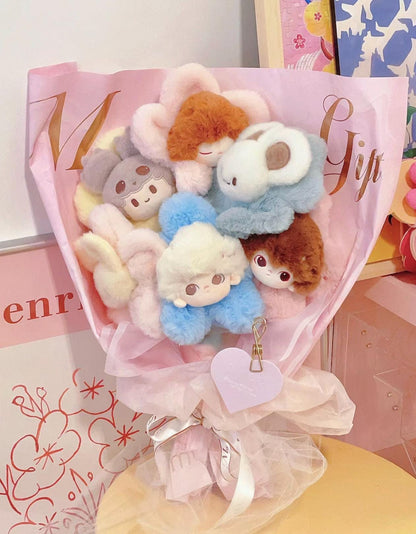 DIMOO More Than a Gift Bouquet Box Plush Flower Gifts Light Pink Leather Box Valentine’s Day Bouquet| Graduation Bouquet Gift|Dating Bouquet