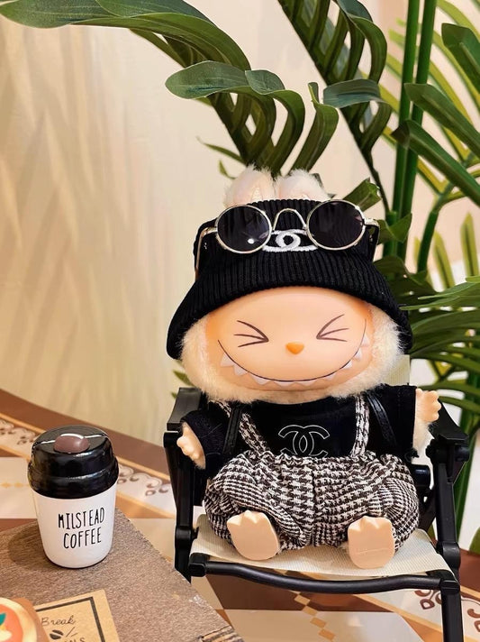 Handmade Chanel-Inspired Labubu Outfit for 'Have A Seat' Labubu | Self-Designed Dressmaking Labubu Clothes | Kawaii Gift For Labubu Lovers