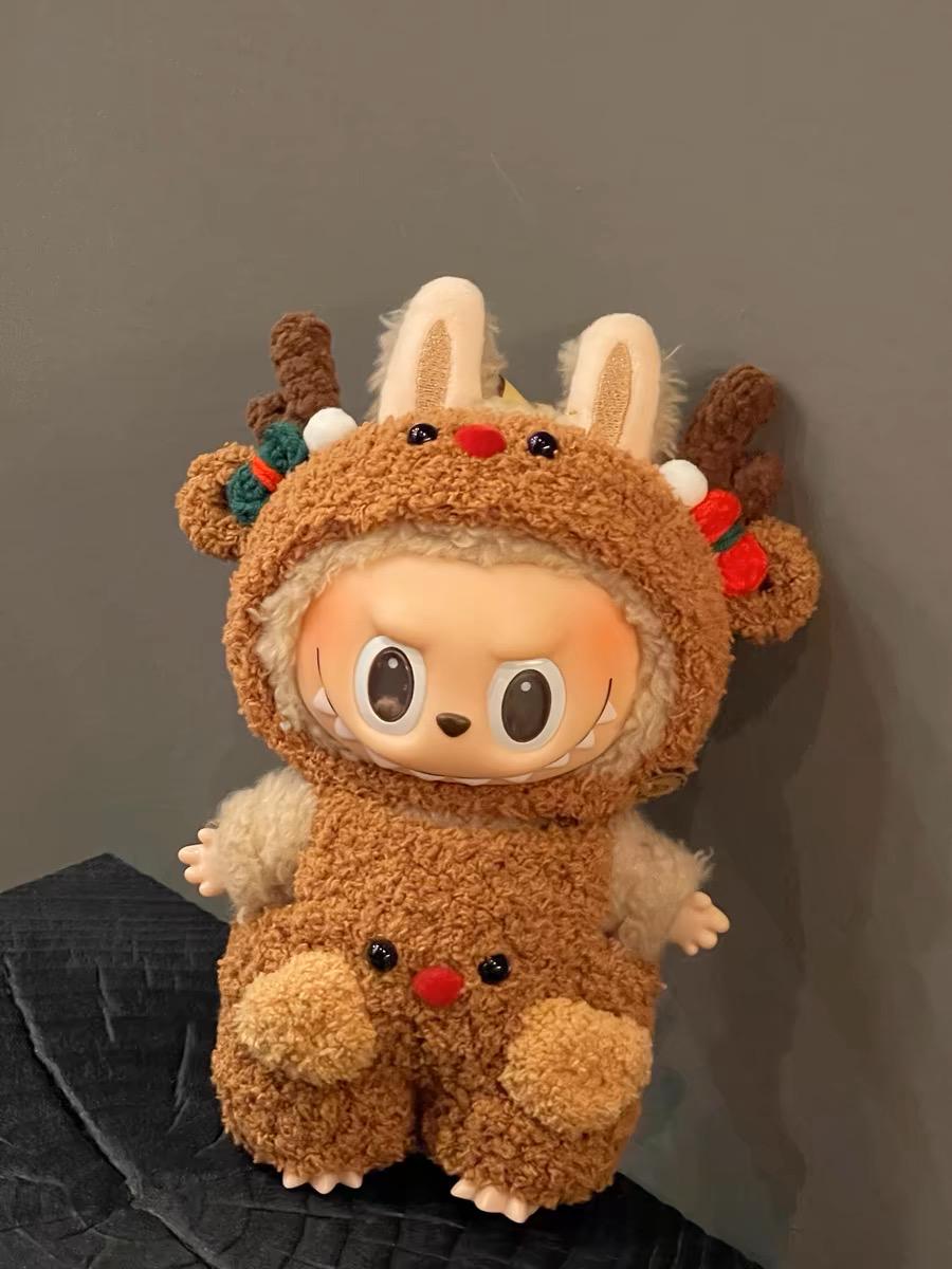 Handmade Reindeer Crochet Christmas Labubu Outfit Crochet Macaron Labubu Clothes Kawaii Gift For Labubu Lovers