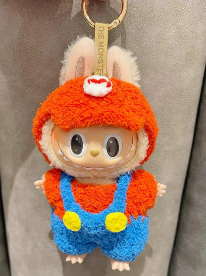Handmade Mario and Luigi Crochet Labubu Outfit | Crochet Macaron Labubu Clothes | Kawaii Gift For Labubu Lovers| Knit Outfit for 17cm Dolls