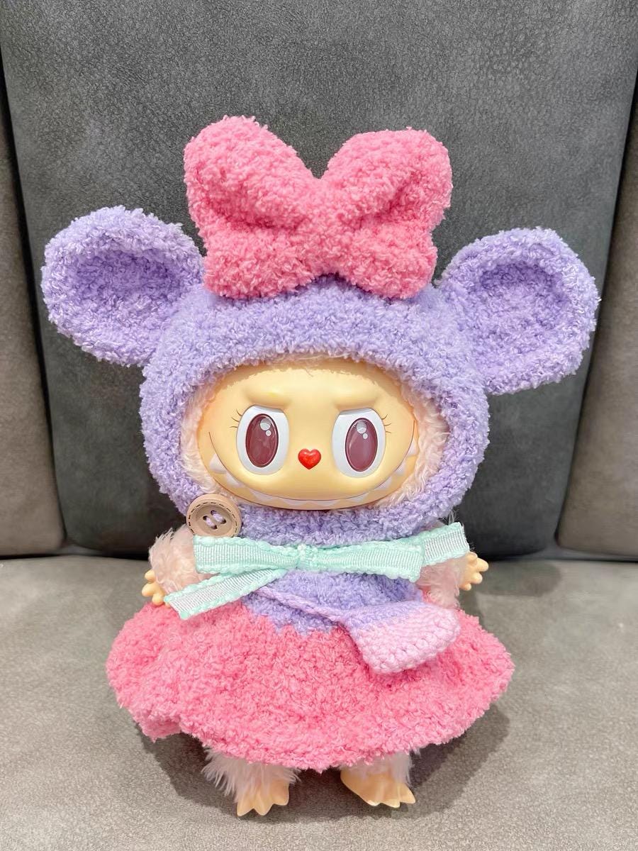 Handmade Crochet Mickey and Minnie Outfit for Macaron Labubu | Crochet Macaron Labubu Clothes | Kawaii Gift For Labubu Lovers