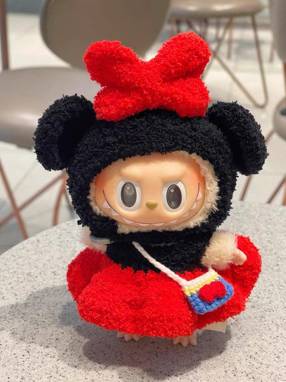 Handmade Crochet Mickey and Minnie Outfit for Macaron Labubu | Crochet Macaron Labubu Clothes | Kawaii Gift For Labubu Lovers