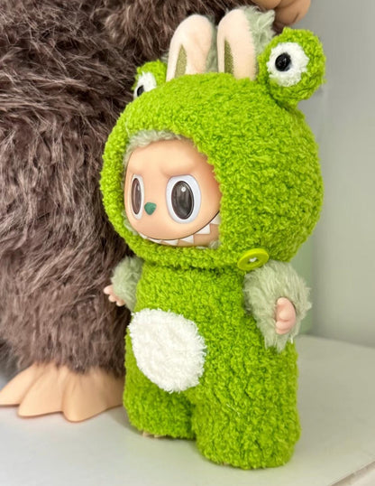 Handmade Crochet Frog Outfit for Macaron Labubu | Cute Labubu Clothes | Kawaii Gift for Labubu Lovers