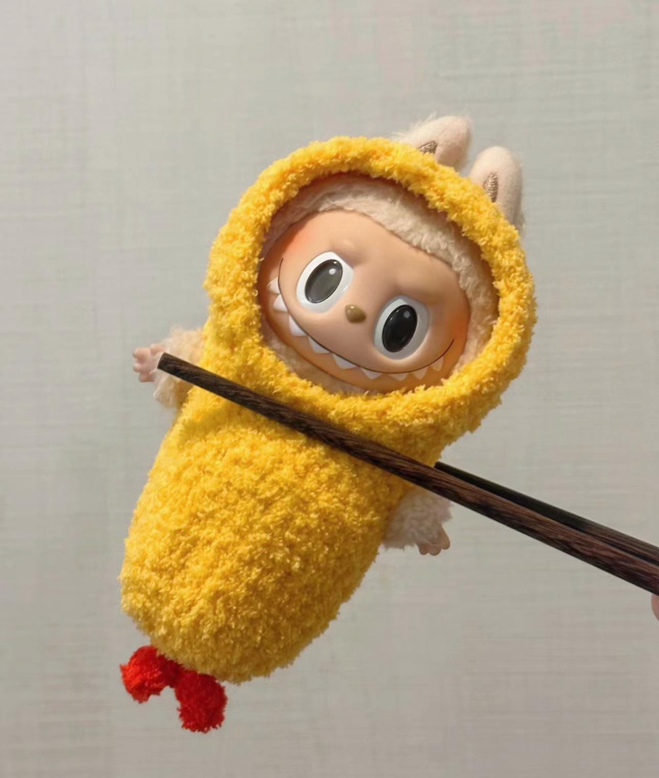 Handmade Crochet Tempura Labubu Sushi Outfit | Kawaii Shrimp Costume for Labubu | Perfect Gift for ‘Have A Seat’ ‘Macaron’ Labubu Lovers