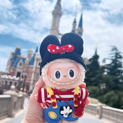 Handmade Minnie-Inspired Labubu Outfit with Red Polka Dot Bow | Labubu Doll Clothes for 17cm Dolls | Kawaii Labubu Collectible Clothes Gift