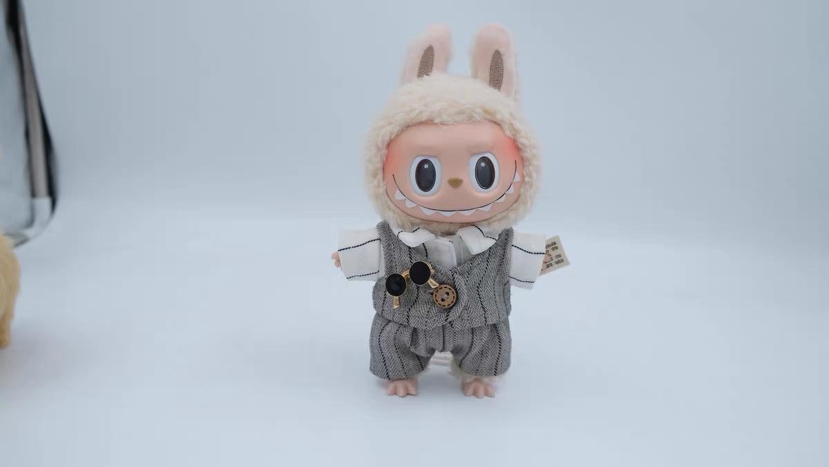 Handmade Gentlemen's Suit Outfit for Labubu | Classic Vest & Pants with Sunglasses | Dapper Labubu Doll Clothes for 17cm Dolls