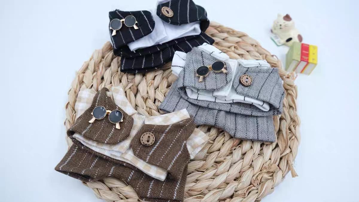 Handmade Gentlemen's Suit Outfit for Labubu | Classic Vest & Pants with Sunglasses | Dapper Labubu Doll Clothes for 17cm Dolls