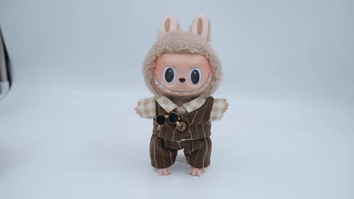 Handmade Gentlemen's Suit Outfit for Labubu | Classic Vest & Pants with Sunglasses | Dapper Labubu Doll Clothes for 17cm Dolls