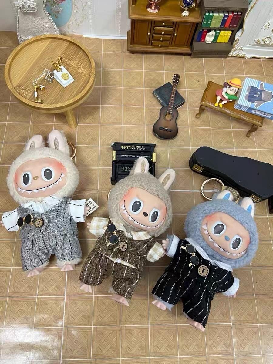 Handmade Gentlemen's Suit Outfit for Labubu | Classic Vest & Pants with Sunglasses | Dapper Labubu Doll Clothes for 17cm Dolls