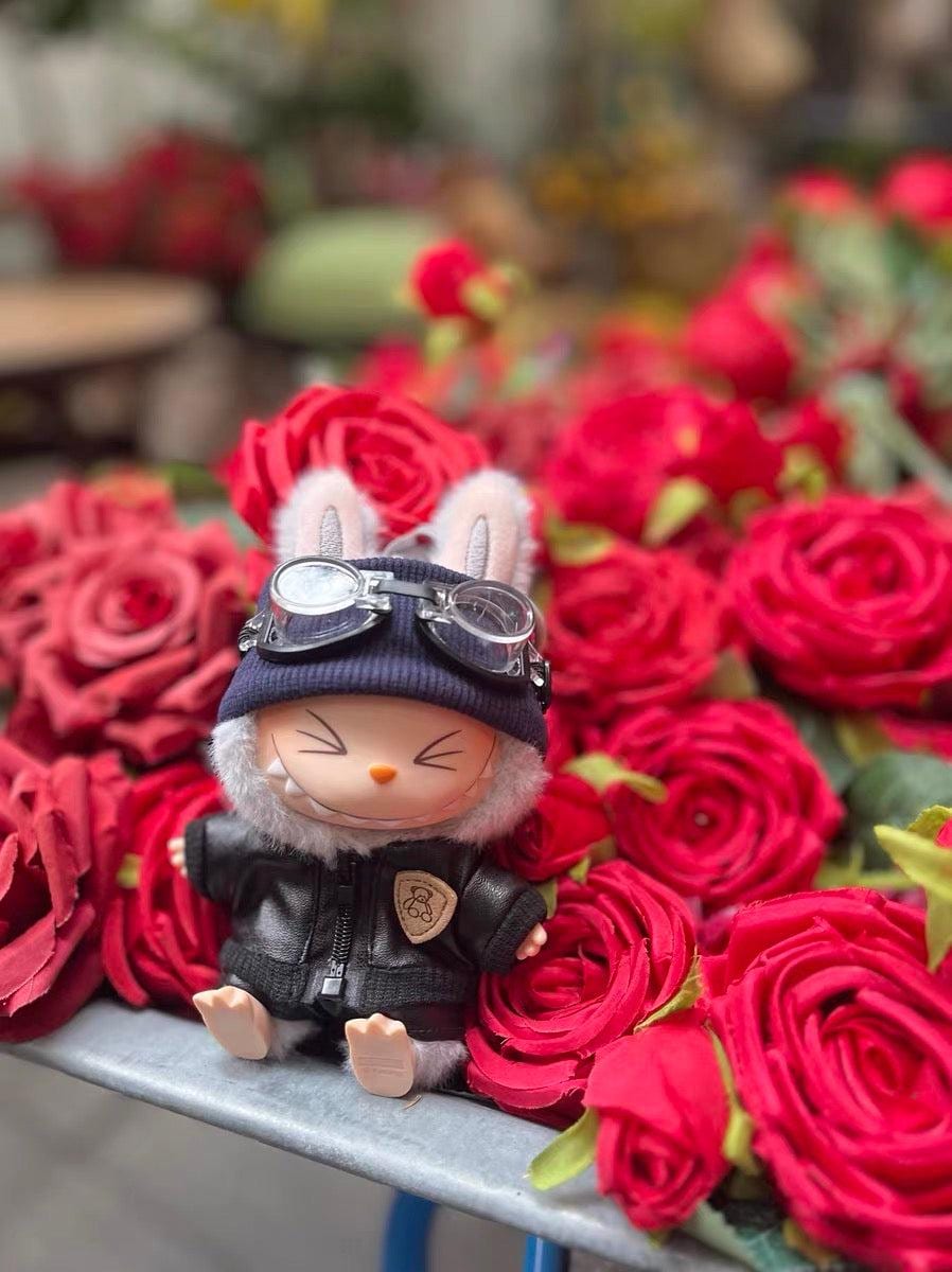 Handmade Labubu Motorbike Rider Outfit Set Leather Jacket, Goggles, Beanie & Boots Cool Custom Doll Accessories