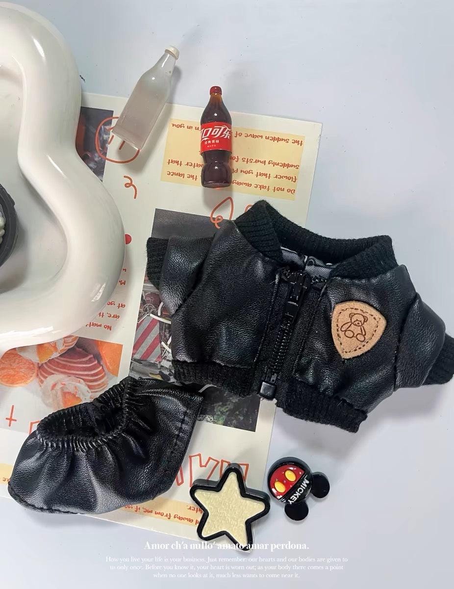 Handmade Labubu Motorbike Rider Outfit Set Leather Jacket, Goggles, Beanie & Boots Cool Custom Doll Accessories