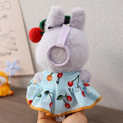 Handmade Labubu Cherry Dress Set for Macaron "Have a Seat" Series | Cotton Fabric Doll Outfit with Crochet Cherry Headpiece| Labubu Dress
