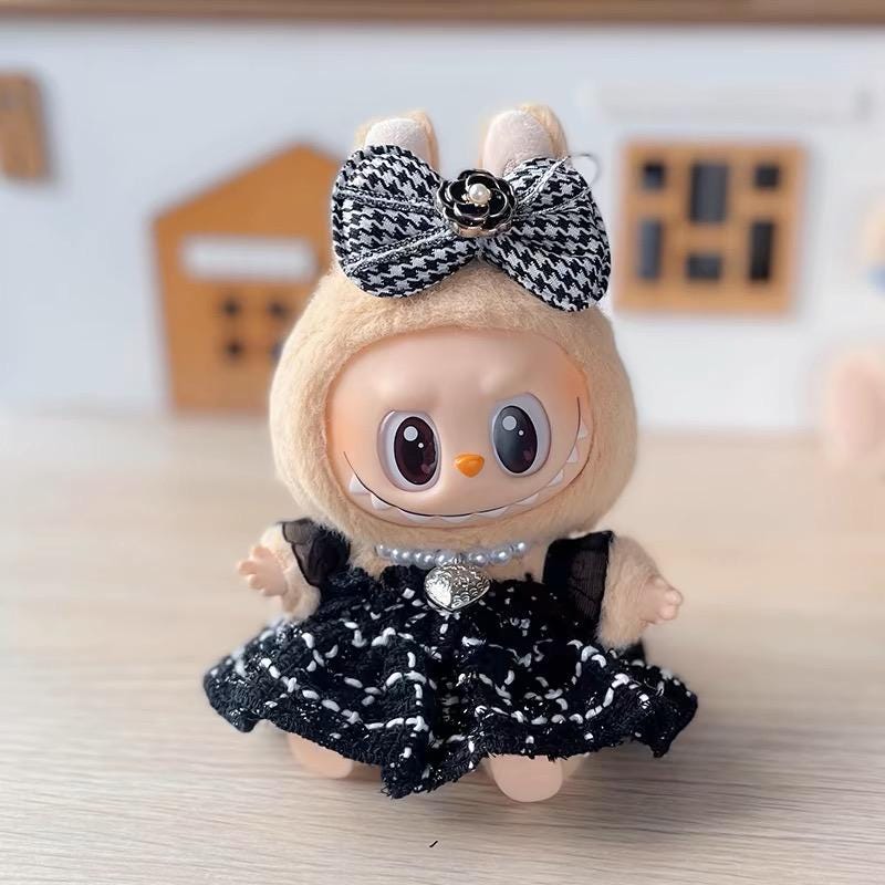 Handmade Labubu Doll Dress Doll Outfits – Fashion-Forward Tweed Dresses with Accessories | Labubu Elegant Dress| Gift For Labubu Lovers