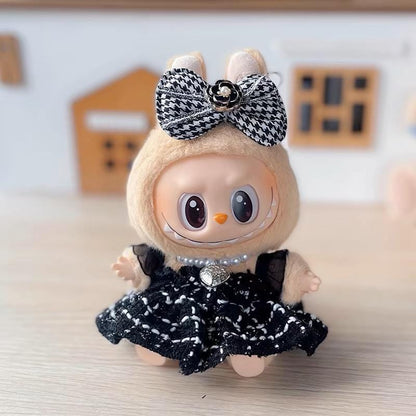 Handmade Labubu Doll Dress Doll Outfits – Fashion-Forward Tweed Dresses with Accessories | Labubu Elegant Dress| Gift For Labubu Lovers