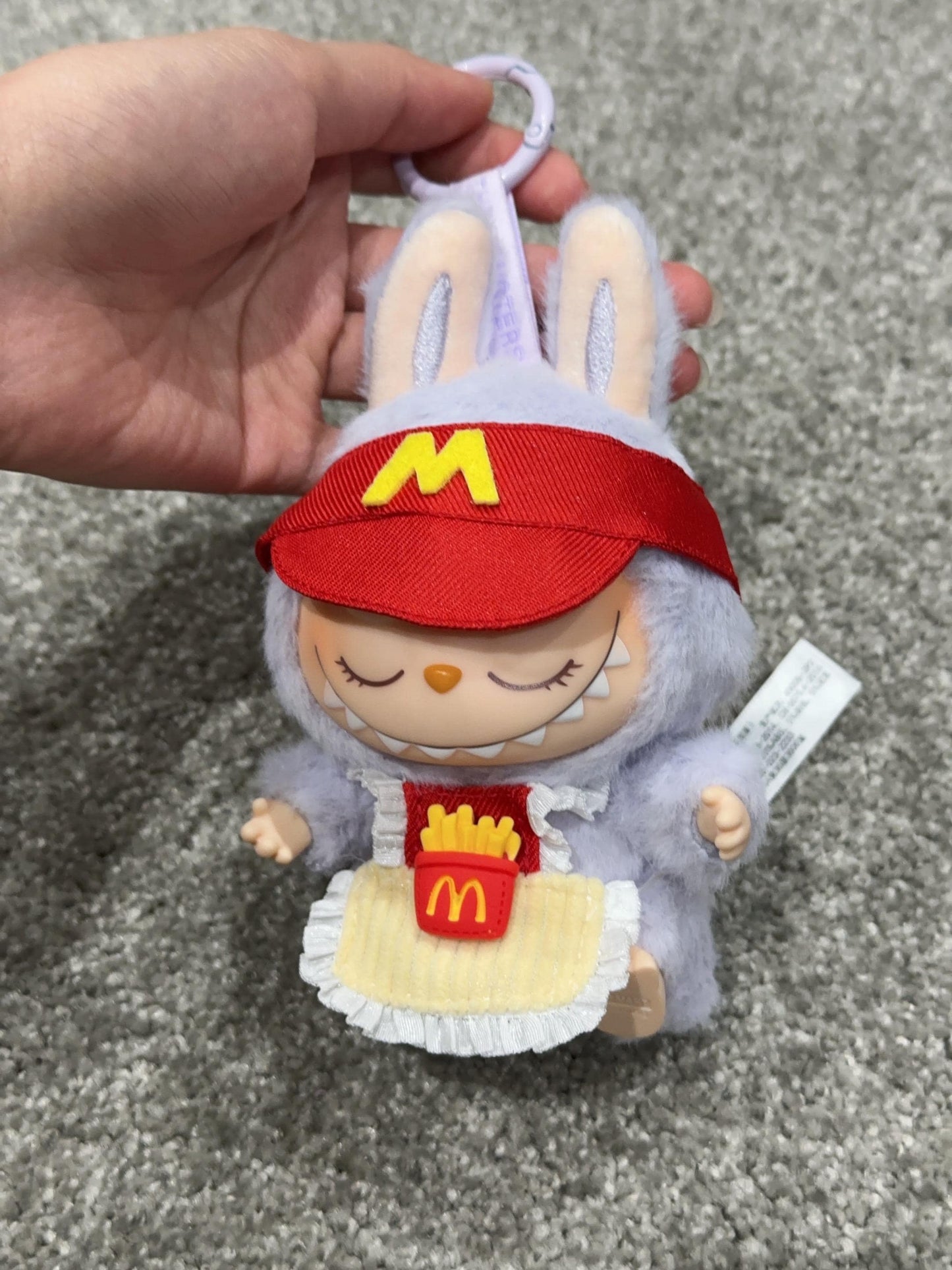 Handmade McDonald's Crew Member Labubu Outfit with McDonald's Hat | Dressmaking Designed for Macaron & Have A Seat Labubu Dolls