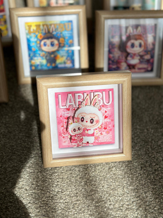 Handmade 3D Pink Mokoko Shadow Box Art | Perfect Valentine's Day Gift | Labubu Lover| Cute Lovey-Dovey Decor| Labubu Wall/Desk Decoration