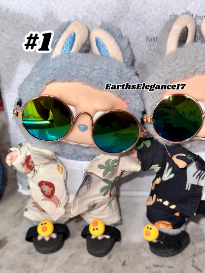 Handmade Labubu Beach Outfits | 3 Labubu Beach Bros| Tropical Summer Doll Clothes Set with Duck Slides & Accessories | 3 Pattern Options