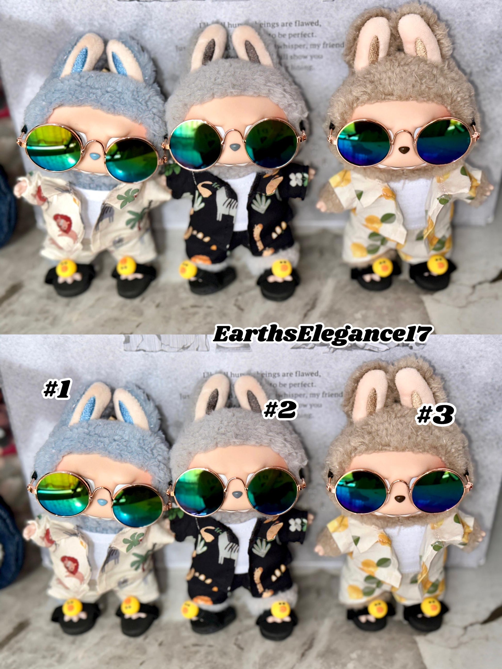 Handmade Labubu Beach Outfits | 3 Labubu Beach Bros| Tropical Summer Doll Clothes Set with Duck Slides & Accessories | 3 Pattern Options