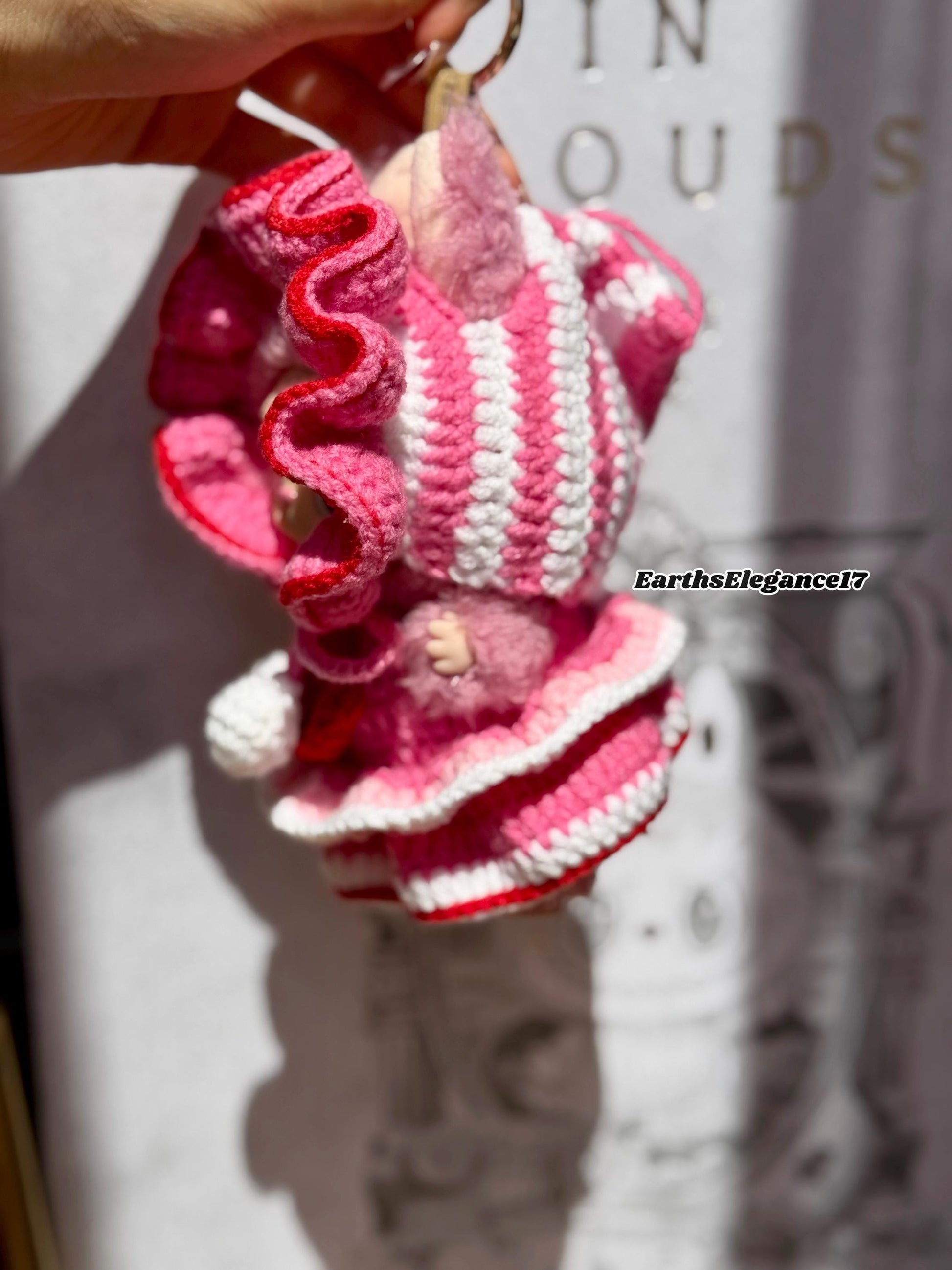 Handcrafted Crochet Labubu Outfit Keychain - Royal Medieval Style |Pink & Red Layered Dress | Cute Collectible Gift Idea| Labubu Clothes