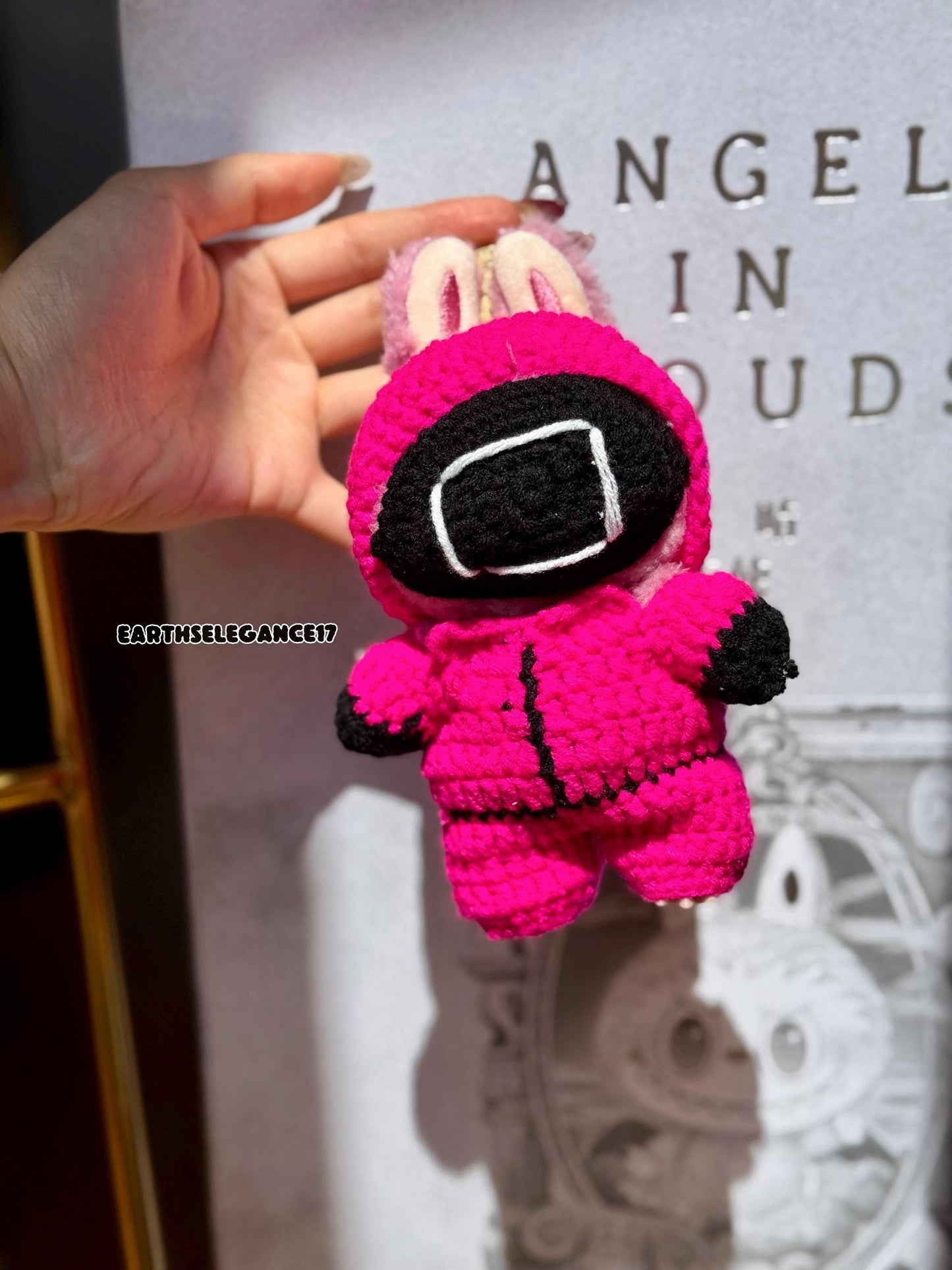 Handmade Crochet Labubu Outfit - Squid Game Guard-Inspired Labubu Clothes Outfit| Square Helmet | K-Drama Fan Gift & Collectible Accessory