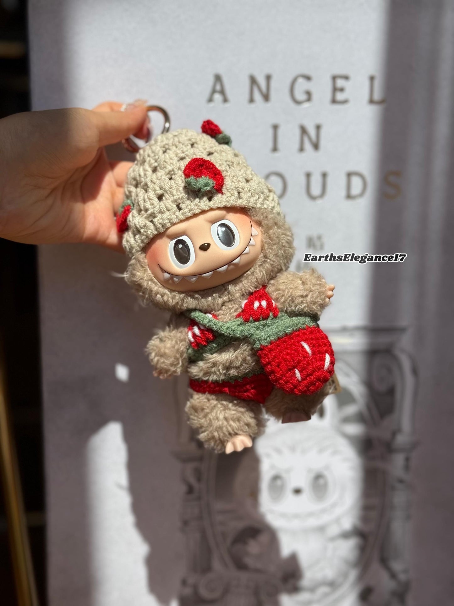 Handmade Strawberry Bikini Set for Labubu | Cute Strawberry Bag & Beanie | Adorable Crochet Labubu Outfit for Collectors