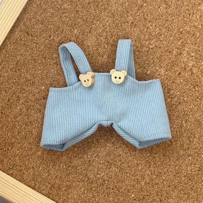 Handmade Labubu Overalls Outfits| Corduroy Outfit for 17cm Dolls | Bear Button Charm | Macaron & Have a Seat Fit| Labubu Clothes